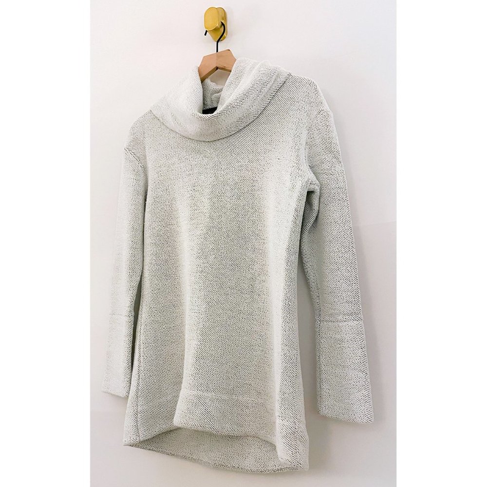 White Cowl Neck Tunic Sweater w/ Gray Undertones